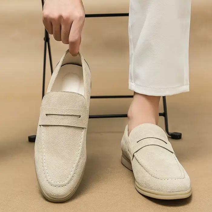 Mocassins classiques en cuir suédé pour hommes
