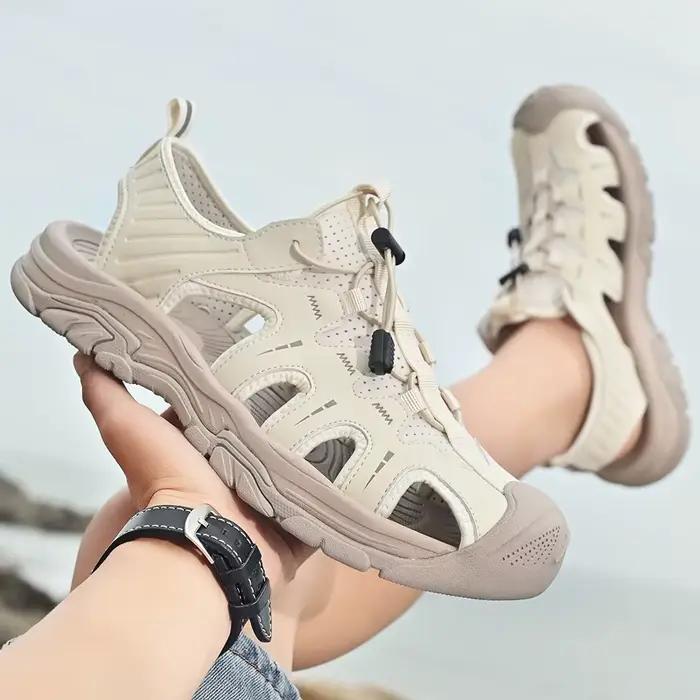 Sandales d'été en cuir véritable pour hommes, chaussures décontractées d'extérieur, de plage, romaines