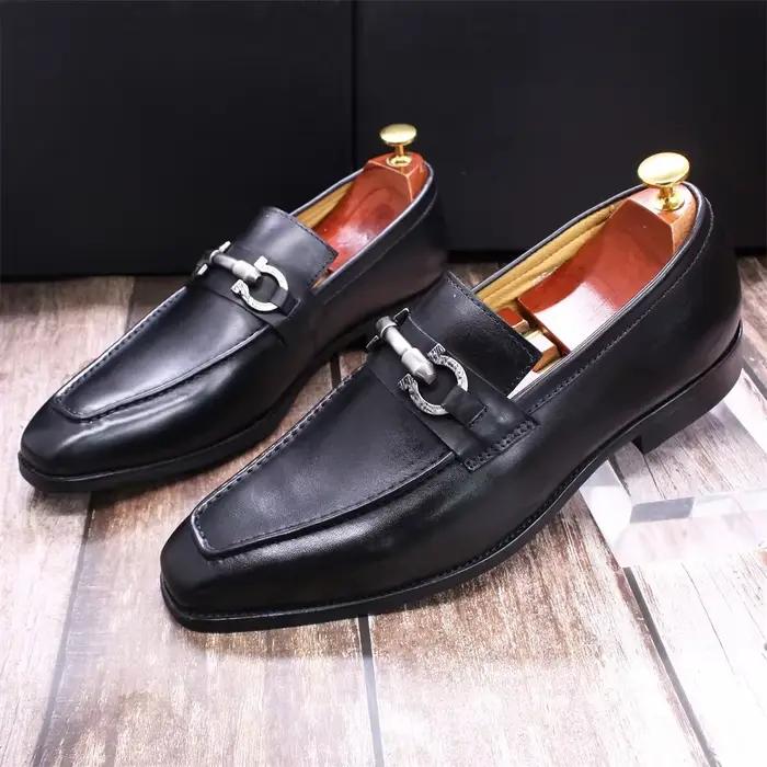 Mocassins en cuir véritable pour hommes, marque de luxe, chaussures décontractées noires à enfiler, pour mariage, bureau, affaires, taille 39-46