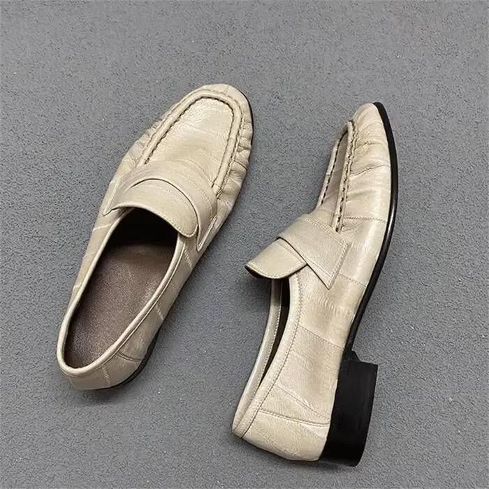 Nouveau français rétro talon plat anguille cuir pur cousu à la main en cuir véritable semelle femmes Lefu chaussures une étape confort décontracté unique Sho