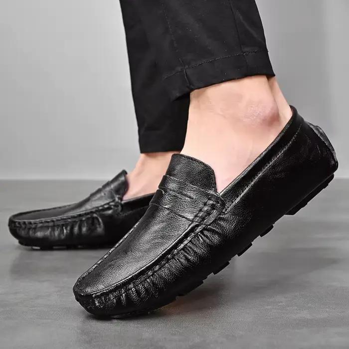 Mocassins souples pour hommes, style estival, en cuir de haute qualité, chaussures plates décontractées, grandes tailles, chaussures de conduite