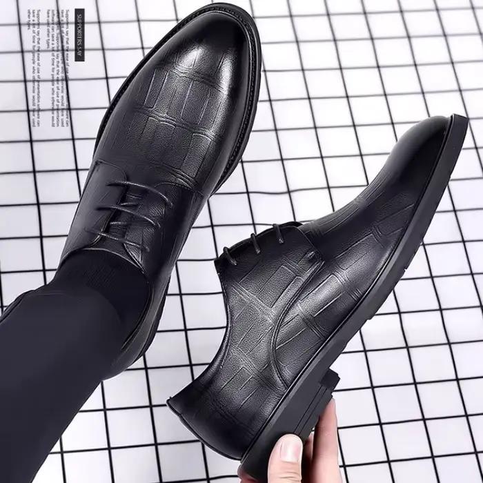 Chaussures habillées en cuir pour hommes, chaussures Oxford de luxe à lacets pour hommes, chaussures de créateur à bout pointu pour fêtes, mariages, bureau et occasions formelles