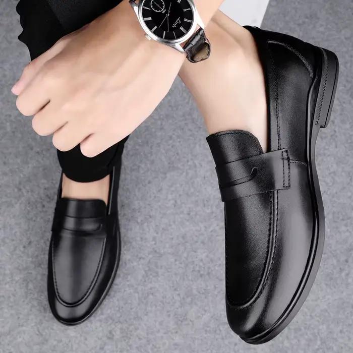 Mocassins pointus en cuir véritable pour homme, mocassins Yeinshaars respirants et massants pour occasions décontractées et formelles