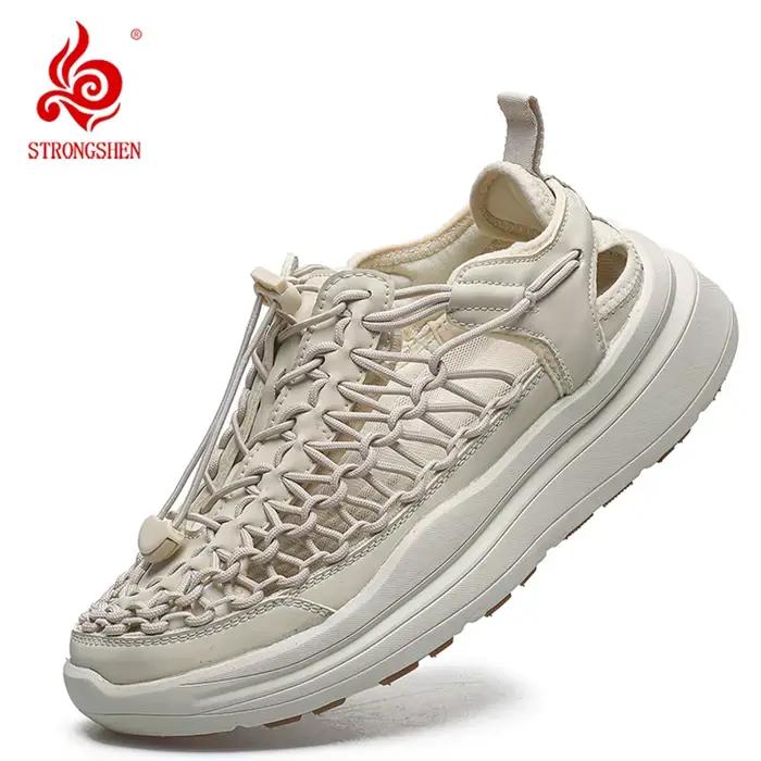 Sandales Chunky Tissées à la Main pour Hommes – Nouveau Style Été Respirant Confortable Décontracté Type Sneaker – Tailles 36-46