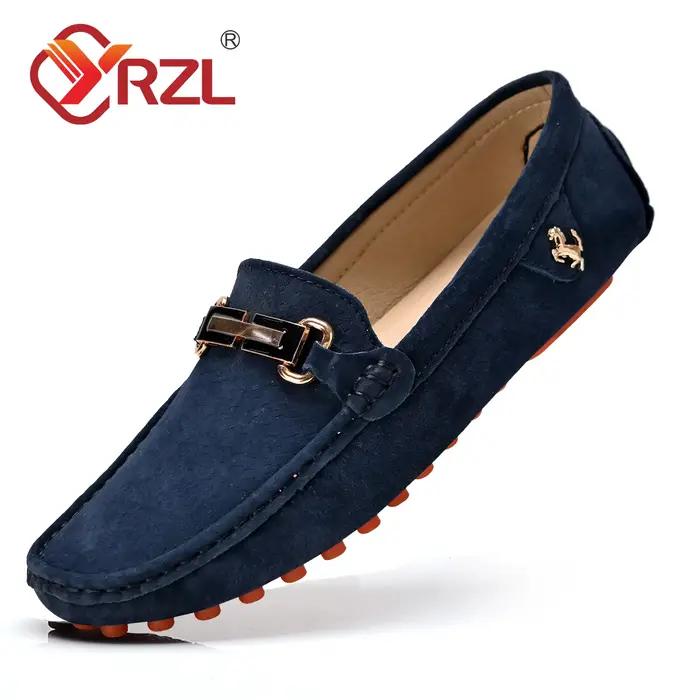 YRZL-Mocassins en Daim pour Homme, Chaussures de Marque de Luxe, en Cuir, Sans Lacet, pour la Conduite