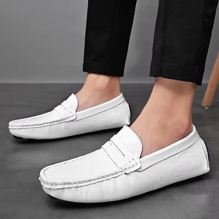 Mocassins souples pour hommes, style estival, en cuir de haute qualité, chaussures plates décontractées, grandes tailles, chaussures de conduite