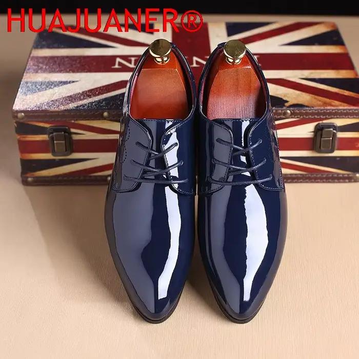 Chaussures Brogue Rétro Classiques en Cuir Verni pour Homme