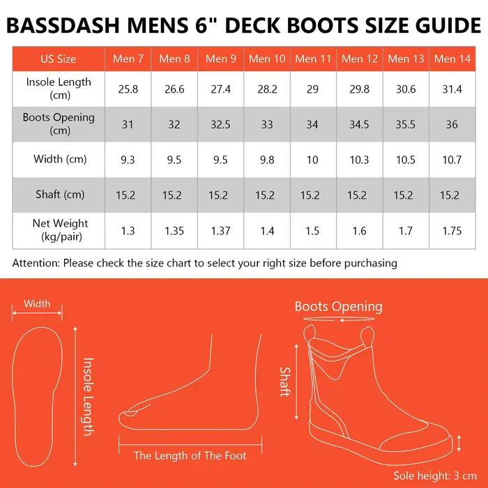 BASSDspatule-Bottes de pont imperméables pour homme, doublure respirante, caoutchouc néoprène anti-alde, rinçage, bottes de pluie, pêche, bateau, 6 po