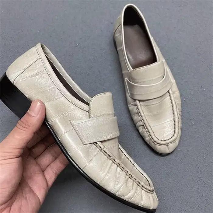 Nouveau français rétro talon plat anguille cuir pur cousu à la main en cuir véritable semelle femmes Lefu chaussures une étape confort décontracté unique Sho