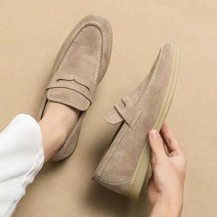 Mocassins classiques en cuir suédé pour hommes