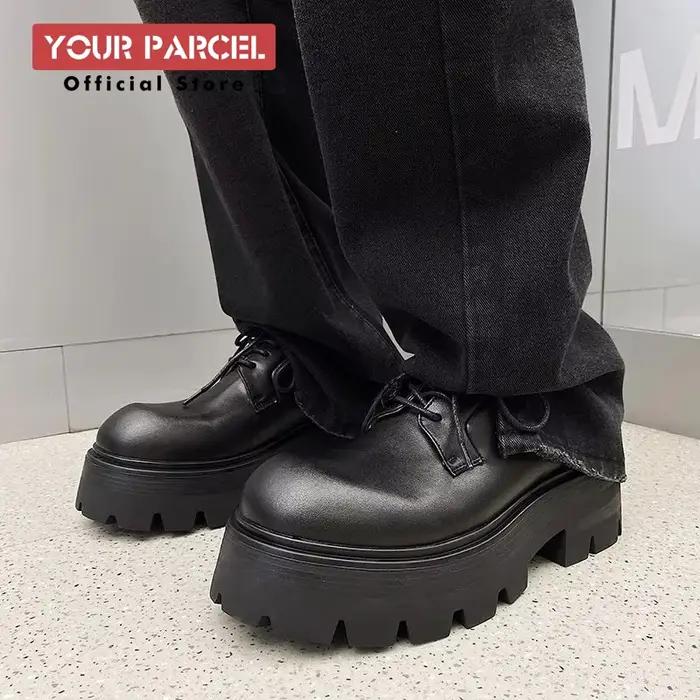 Chaussures en cuir rehaussées pour hommes, chaussures derbies coréennes à l'offre elles épaisses, assorties au quotidien à la mode avec des olympiques