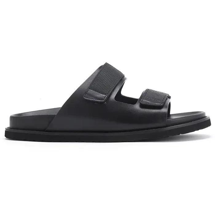 Sandales plates antidérapantes en cuir de veau pour hommes
