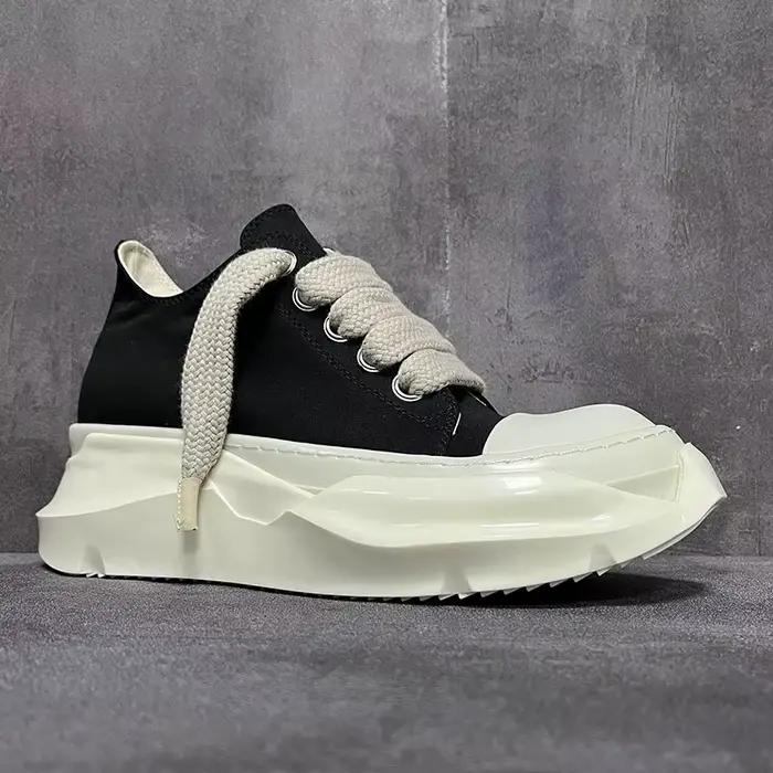 Chaussures à plateforme pour hommes, baskets noires en cuir et toile de luxe pour femmes, à lacets, style urbain, automne