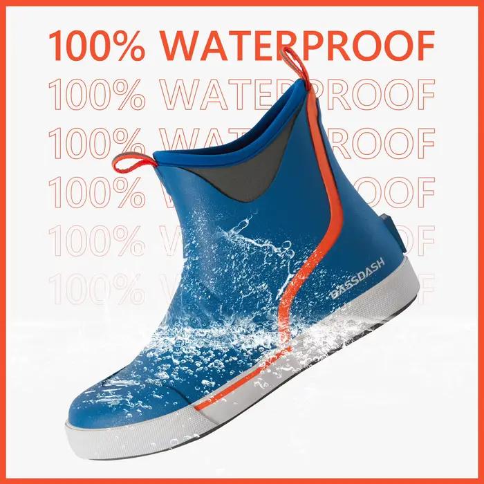BASSDspatule-Bottes de pont imperméables pour homme, doublure respirante, caoutchouc néoprène anti-alde, rinçage, bottes de pluie, pêche, bateau, 6 po