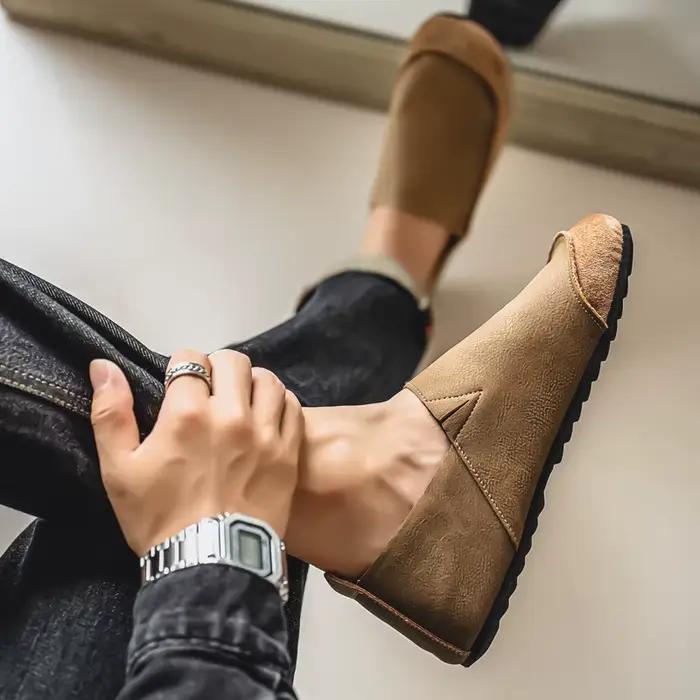 Mocassins en cuir souple pour homme, confortables et respirants, chaussures décontractées de mode pour la marche en extérieur et la conduite, style demi-chaussons pour printemps et automne