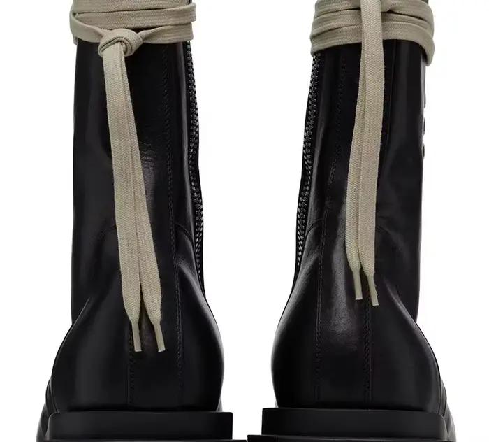 Chaussures montantes à plateforme en cuir véritable pour hommes
