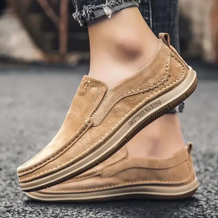 Mocassins en daim de vache pour hommes, chaussures décontractées de luxe, confort et élégance pour toutes les occasions spéciales