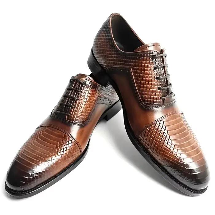 Chaussures Oxford en cuir véritable pour hommes