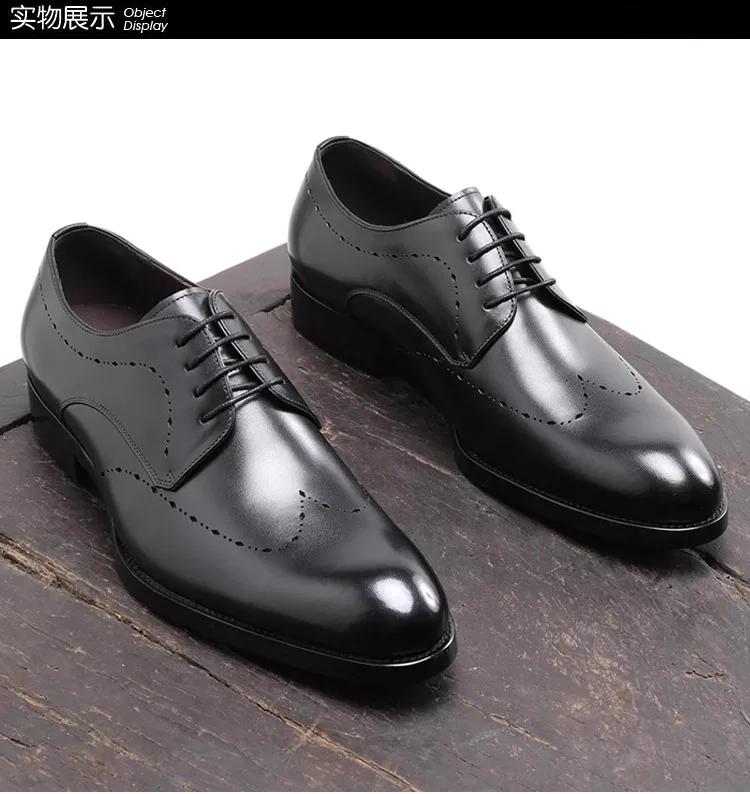 Chaussures en cuir formelles d'affaires anglaises pour hommes richelieu rétro chaussures derby à bou
