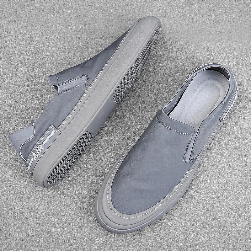 Baskets légères en tissu de soie pour hommes, chaussures plates de marche respirantes, mocassins d'é