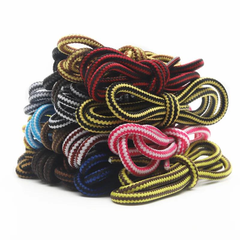 1 paire de lacets ronds en Polyester à rayures bicolores de 4mm pour chaussures de travail bottes Ma