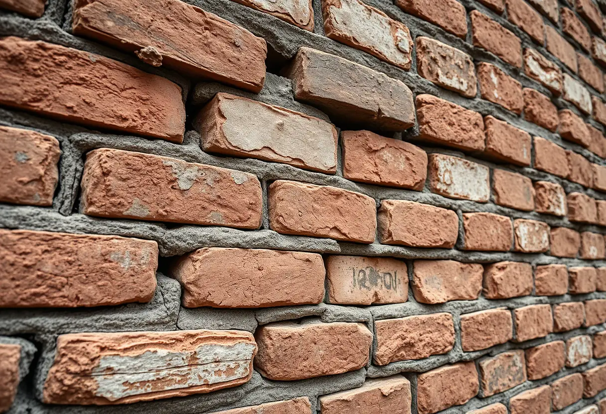 Mur ancien de la vieille ville montrant les couches de réparation